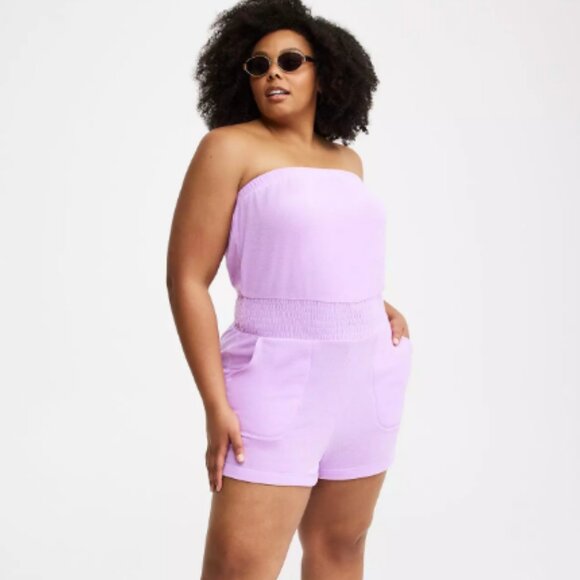TORRID *NWT* Strapless Terry Romper in Whisteria (lilac) Size 3x Oversized - Picture 1 of 5